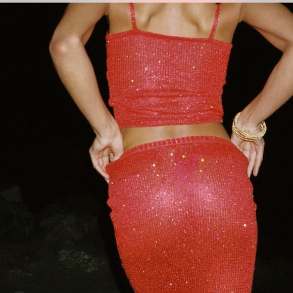 The Carolina Skirt by Asta Resort in Rossa Sequin - Picture 4 of 5
